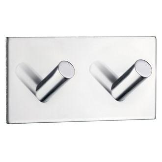 Smedbo BK1093 1 3/4 in. Self Adhesive Rectangular Double Wardrobe Hook in Polished Stainless Steel